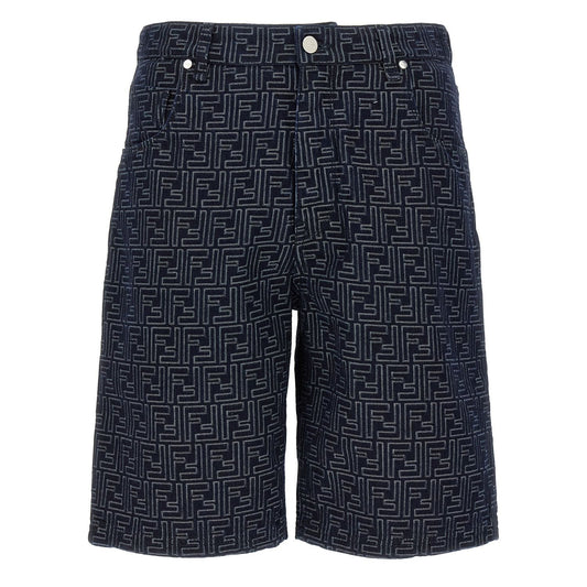 Fendi Blue Cotton Bermuda Shorts