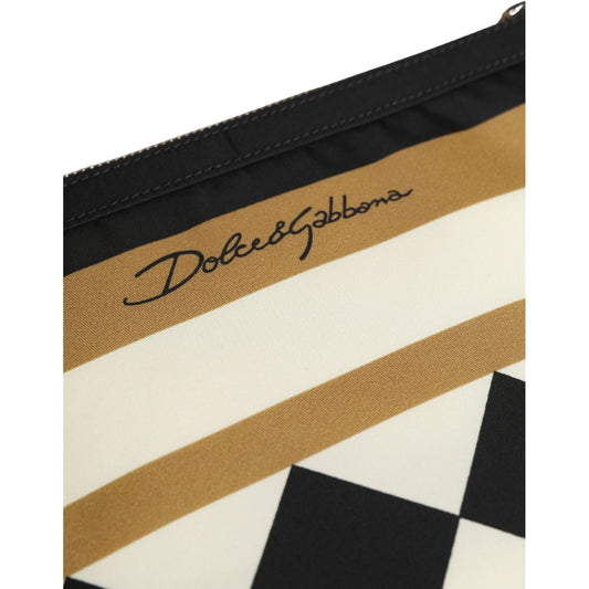 Dolce & Gabbana Multicolor Checkered Logo Print Nylon Clutch Borse Bag