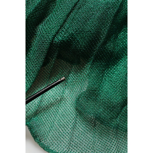Dolce & Gabbana Metallic Green Sleeveless Plissé Gown Dress