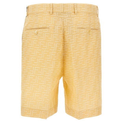 Fendi Bicolor Linen Bermuda Shorts