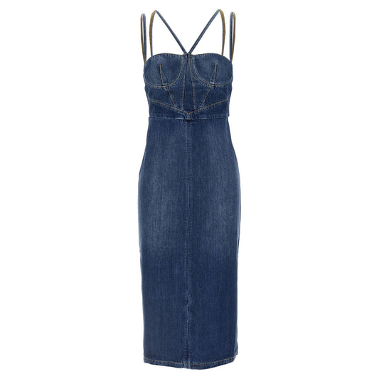 Nensi Dojaka Blue Cotton Midi Dress