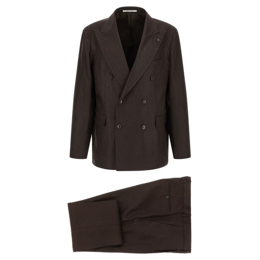 Tagliatore Brown Linen Two-Piece Suit