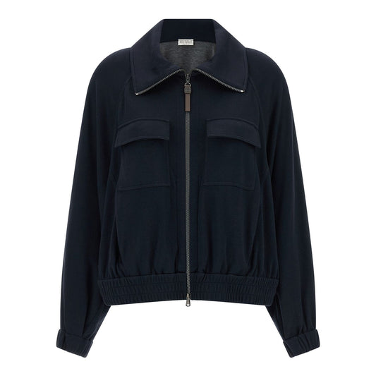 Brunello Cucinelli Blue Cotton Bomber