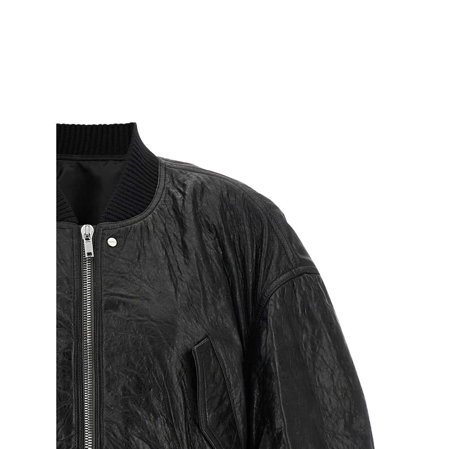 Rick Owens Black Lamb Leather Leather Jacket