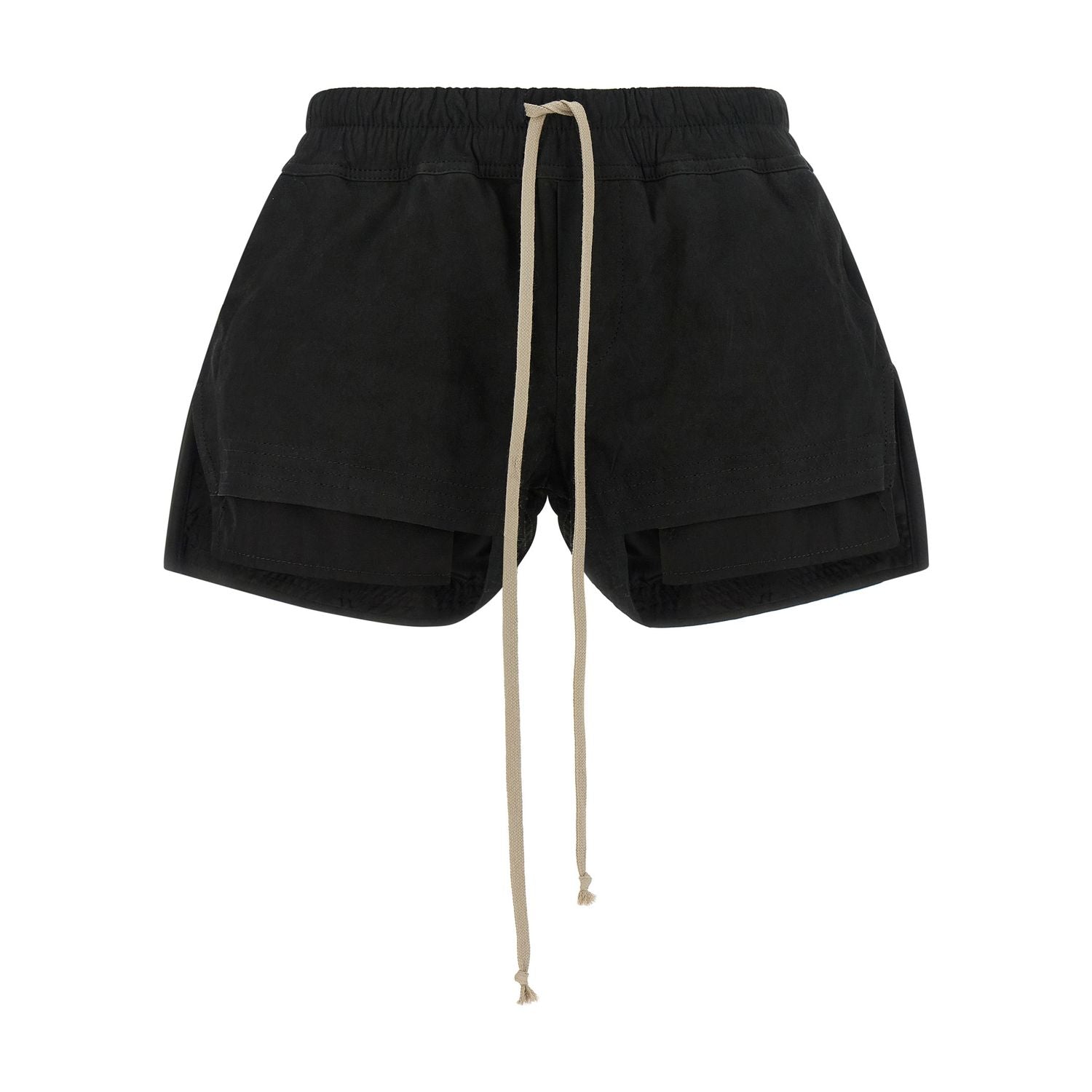 Rick Owens Black Lamb Leather Bermuda Shorts
