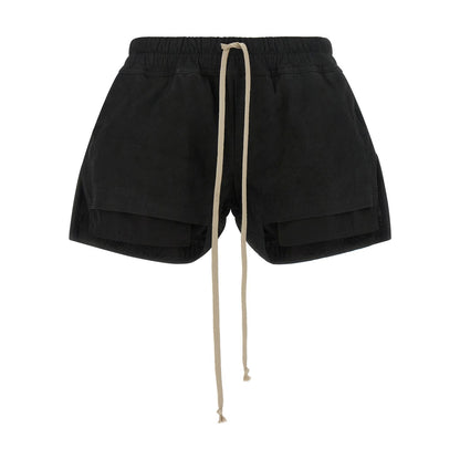 Rick Owens Black Lamb Leather Bermuda Shorts