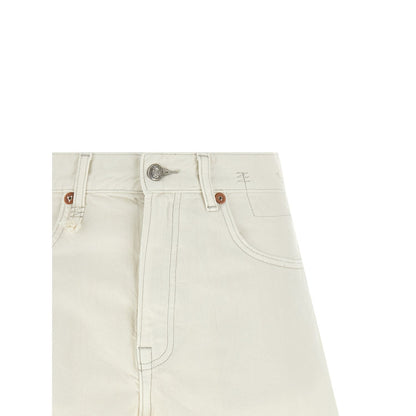 R13 White Cotton Bermuda Shorts