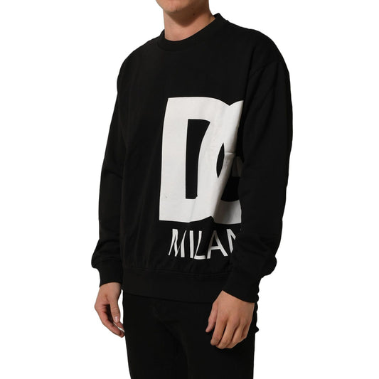 Dolce & Gabbana Black Cotton Logo Print Sweatshirt Sweater