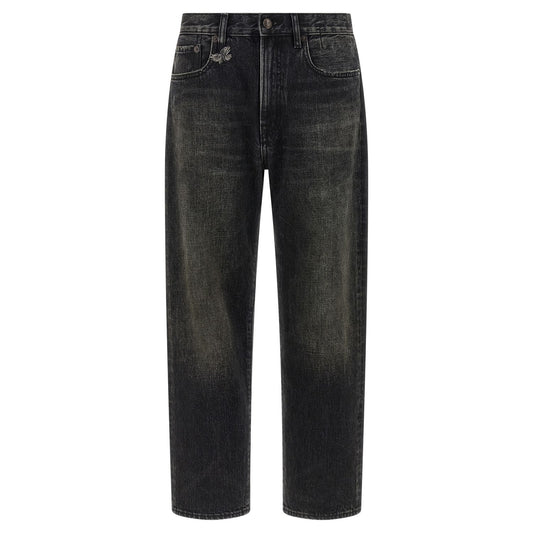 R13 Black Cotton Straight-Leg Jeans