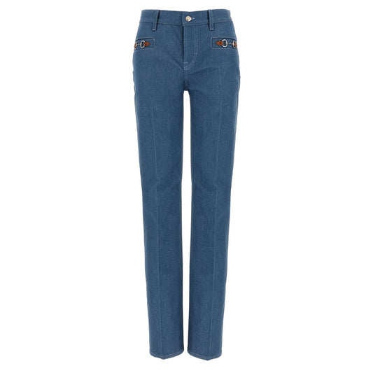 Gucci Blue Cotton Straight-Leg Jeans