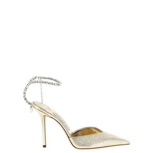Jimmy Choo Gold Tencel High Heel Pumps