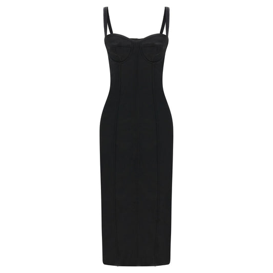 Dolce & Gabbana Black Acetate Midi Dress