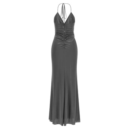PINKO Gray Acetate Long Dress