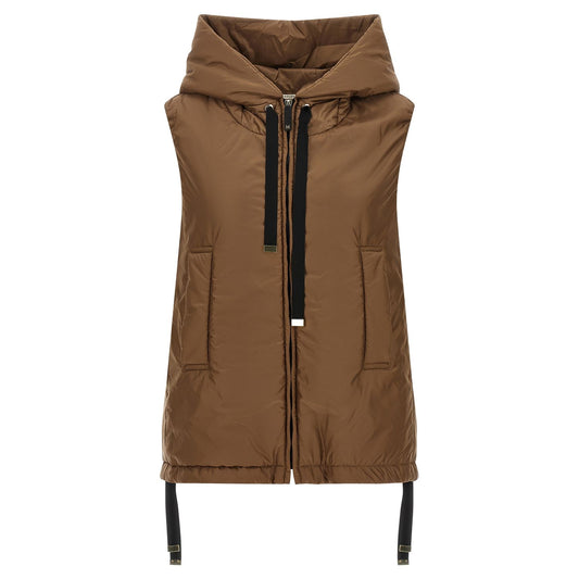 Max Mara Brown Polyester Sleeveless Jacket