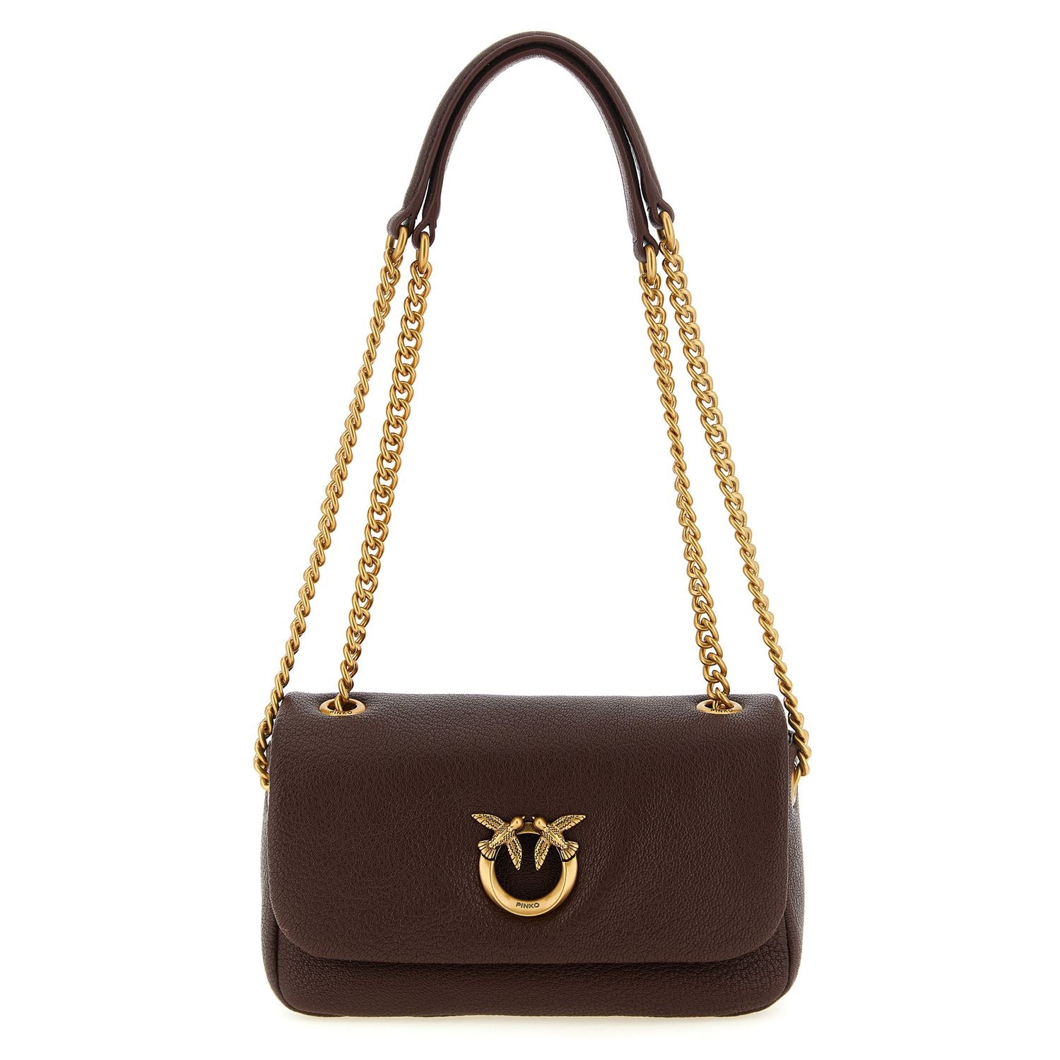 PINKO Brown Lamb Leather Shoulder Bag