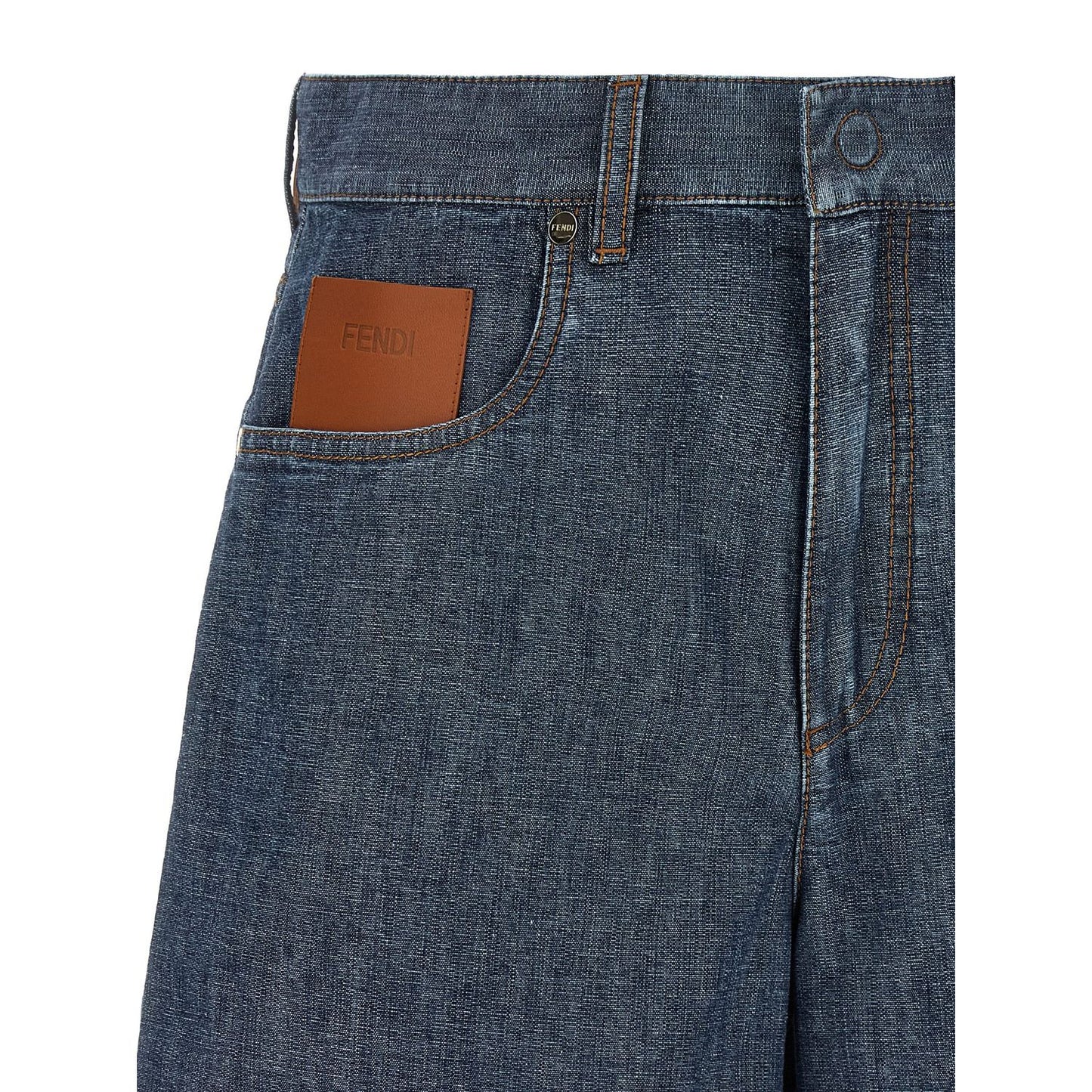 Fendi Blue Cotton Bermuda Shorts