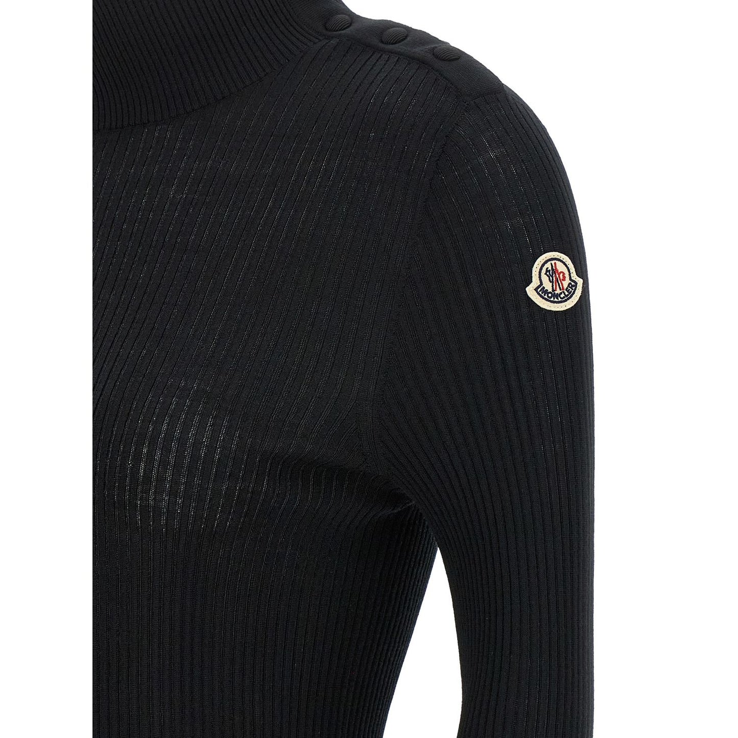 Moncler Black Virgin Wool Cardigan