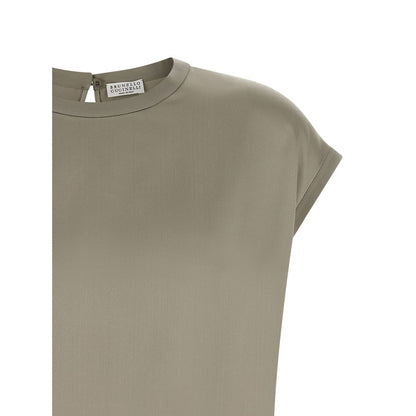 Brunello Cucinelli Bicolor Silk Blouse