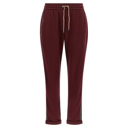 Brunello Cucinelli Bordeaux Cotton Joggers (Workout Pants)
