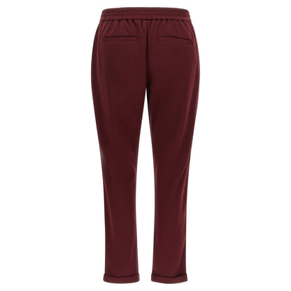 Brunello Cucinelli Bordeaux Cotton Joggers (Workout Pants)