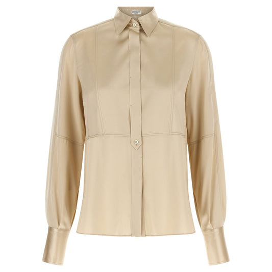 Brunello Cucinelli Beige Silk Blouse