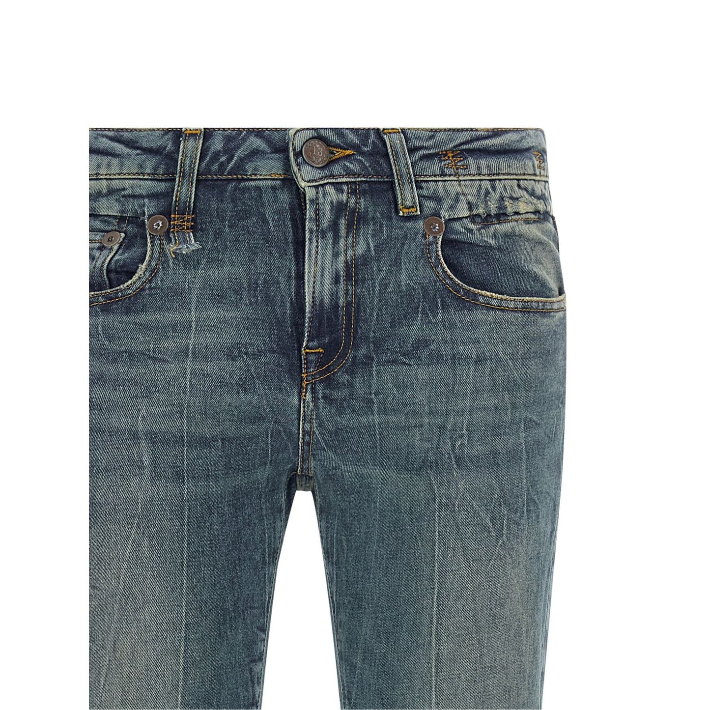 R13 Blue Cotton Flared Jeans
