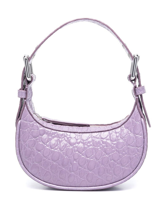 BY FAR PRE mini Soho crocodile-embossed leather shoulder Bag Purple Shoulder By Far Pre