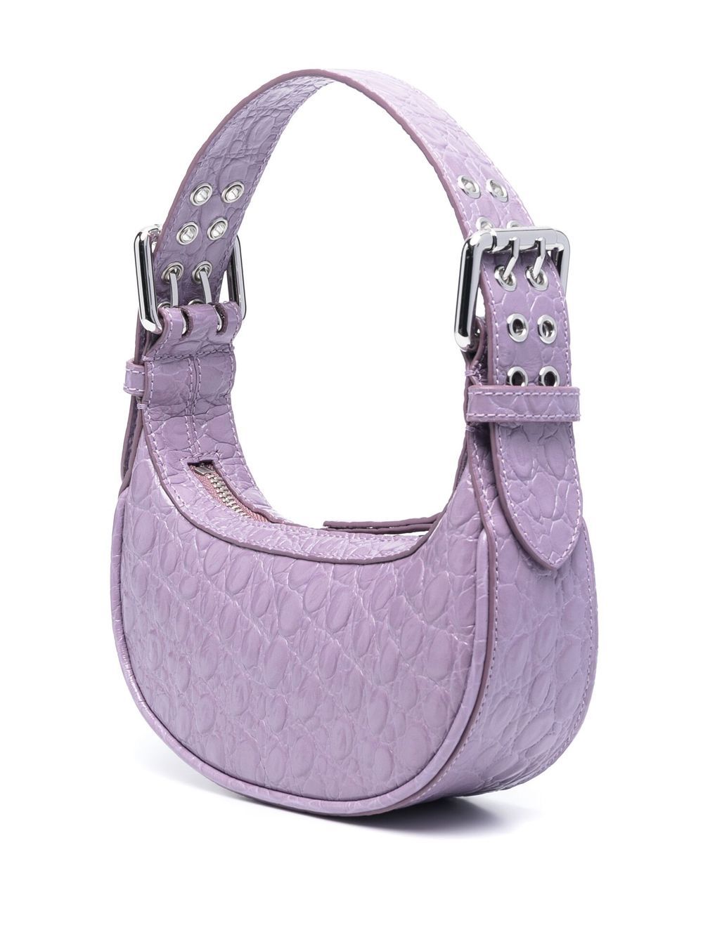 BY FAR PRE mini Soho crocodile-embossed leather shoulder Bag Purple Shoulder By Far Pre