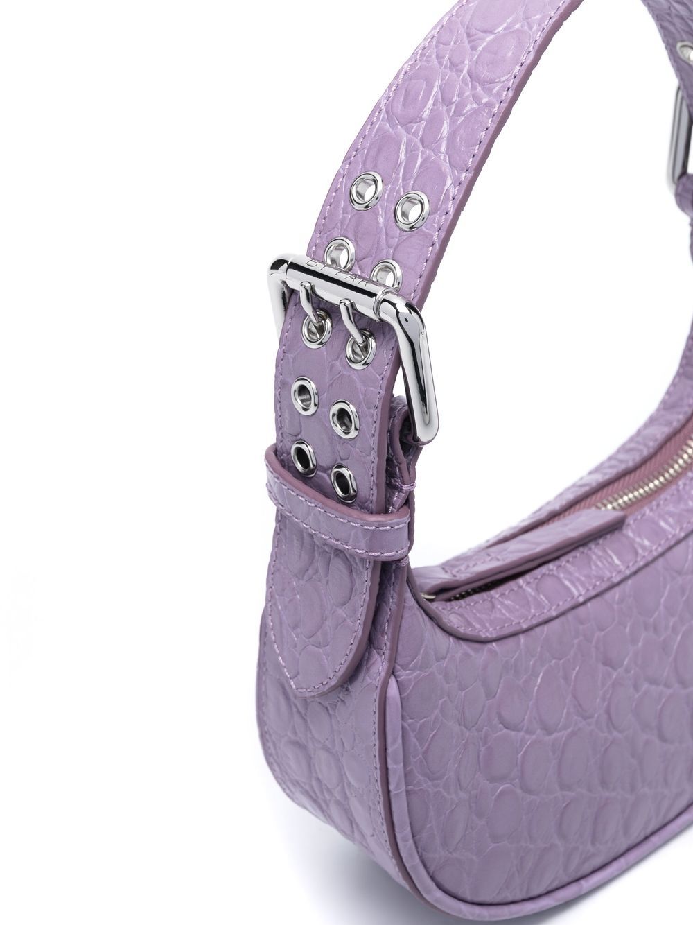 BY FAR PRE mini Soho crocodile-embossed leather shoulder Bag Purple Shoulder By Far Pre