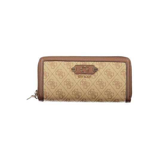 Guess Jeans Beige Poliuretano Womens Wallet With Zip Closure