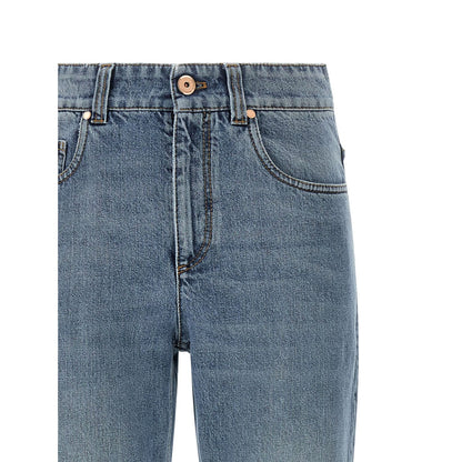 Brunello Cucinelli Blue Cotton Relaxed Fit Jeans