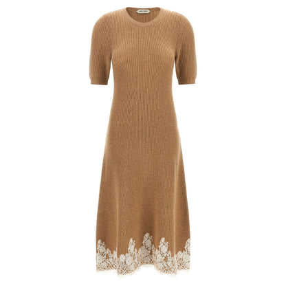 Alberta Ferretti Brown Cashmere Midi Dress