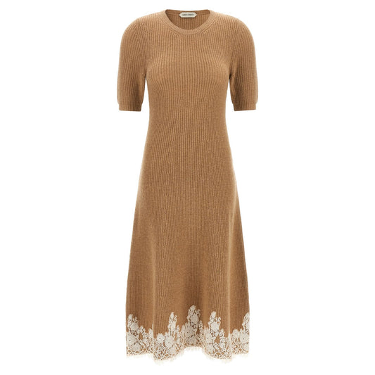 Alberta Ferretti Brown Cashmere Midi Dress