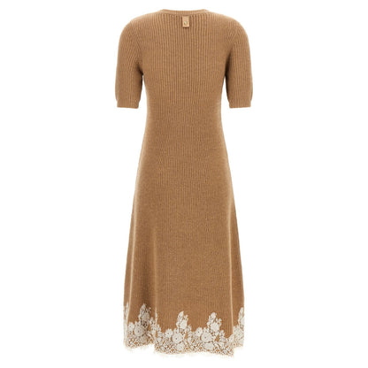 Alberta Ferretti Brown Cashmere Midi Dress