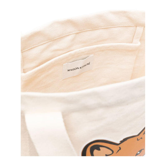 MAISON KITSUNE' fox head-print cotton tote Bag Shopper Maison Kitsune'