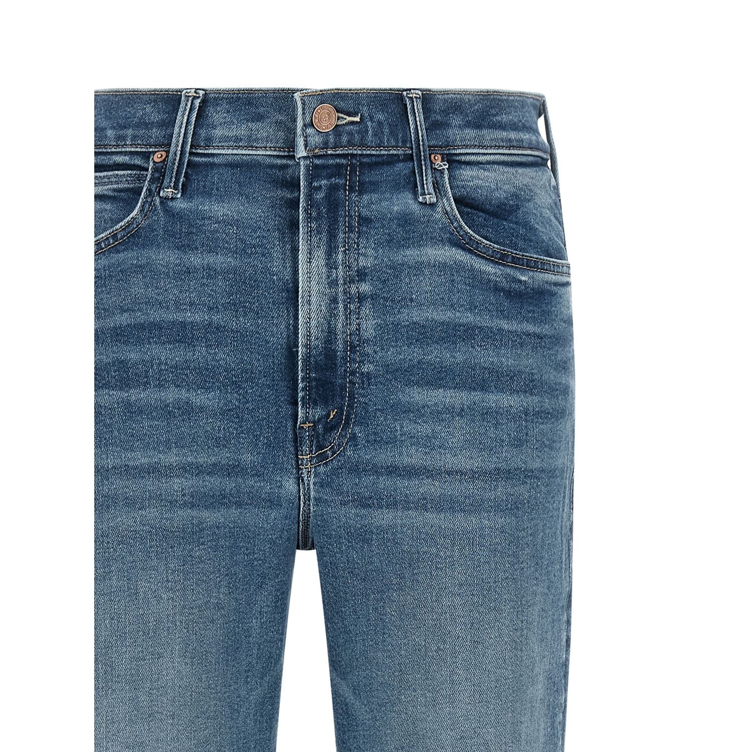 Mother Denim Blue Cotton Flared Jeans