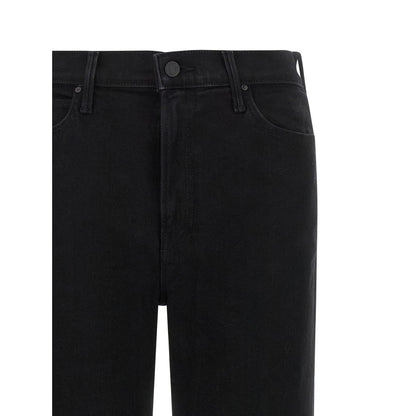 Mother Denim Black Cotton Flared Jeans