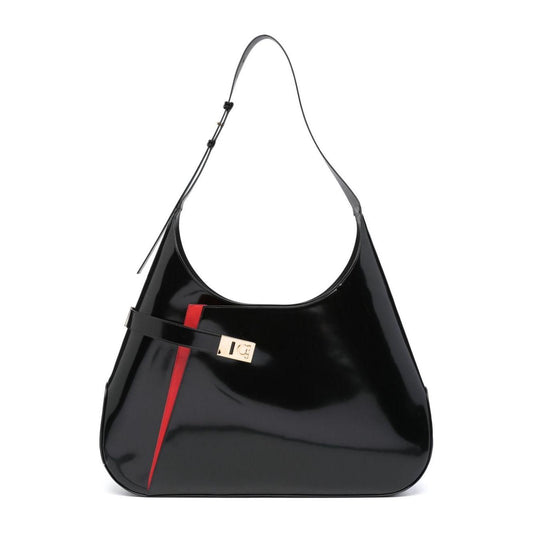 Ferragamo black leather patent Oversized Shoulder Bag Shoulder Ferragamo