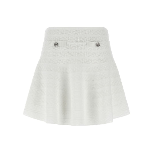 Self-Portrait White Viscose Long Skirt