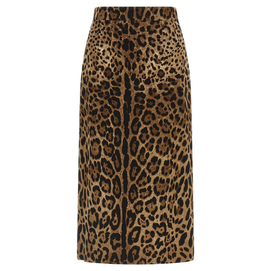 Dolce & Gabbana Brown Viscose Midi Skirt