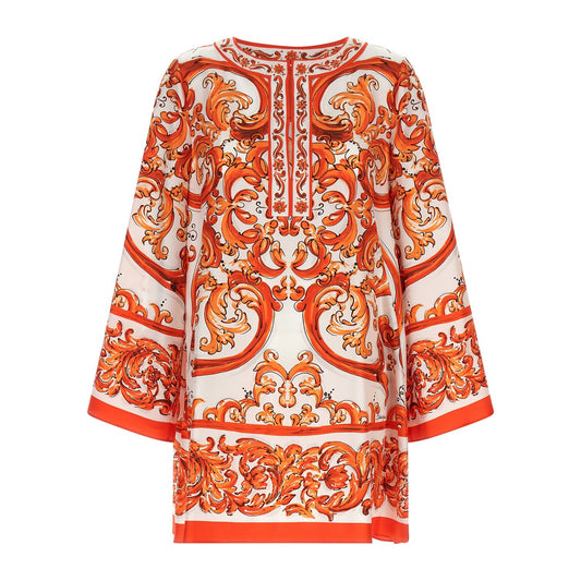 Dolce & Gabbana Orange Silk Short Dress