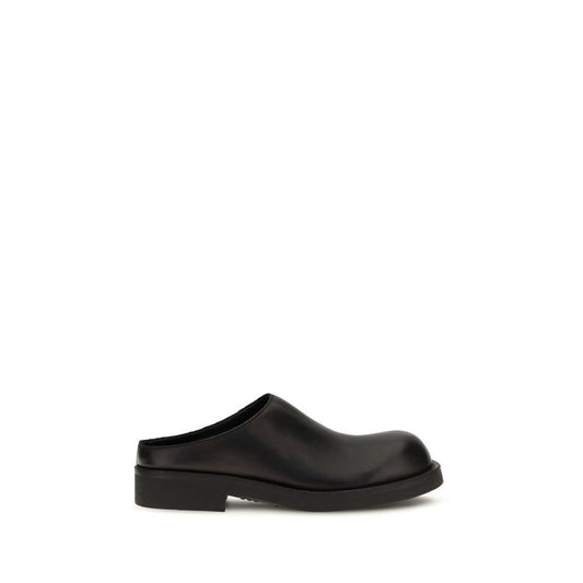 MM6 Black Calf Leather Bos Taurus Mules