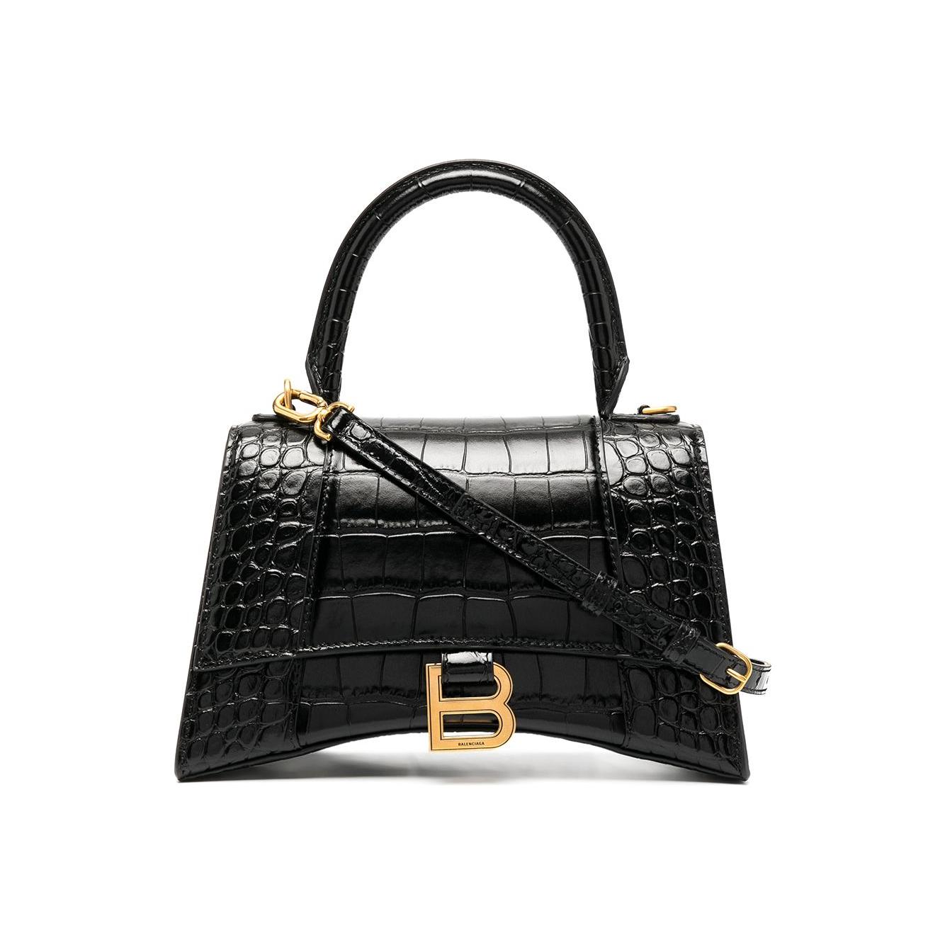 Balenciaga Croc Hourglass Small Bag Black Handbag Balenciaga