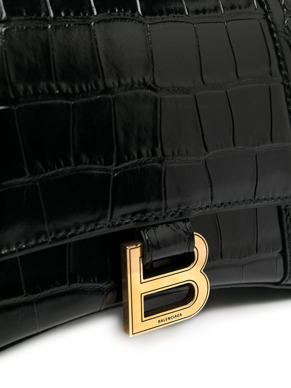 Balenciaga Croc Hourglass Small Bag Black Handbag Balenciaga