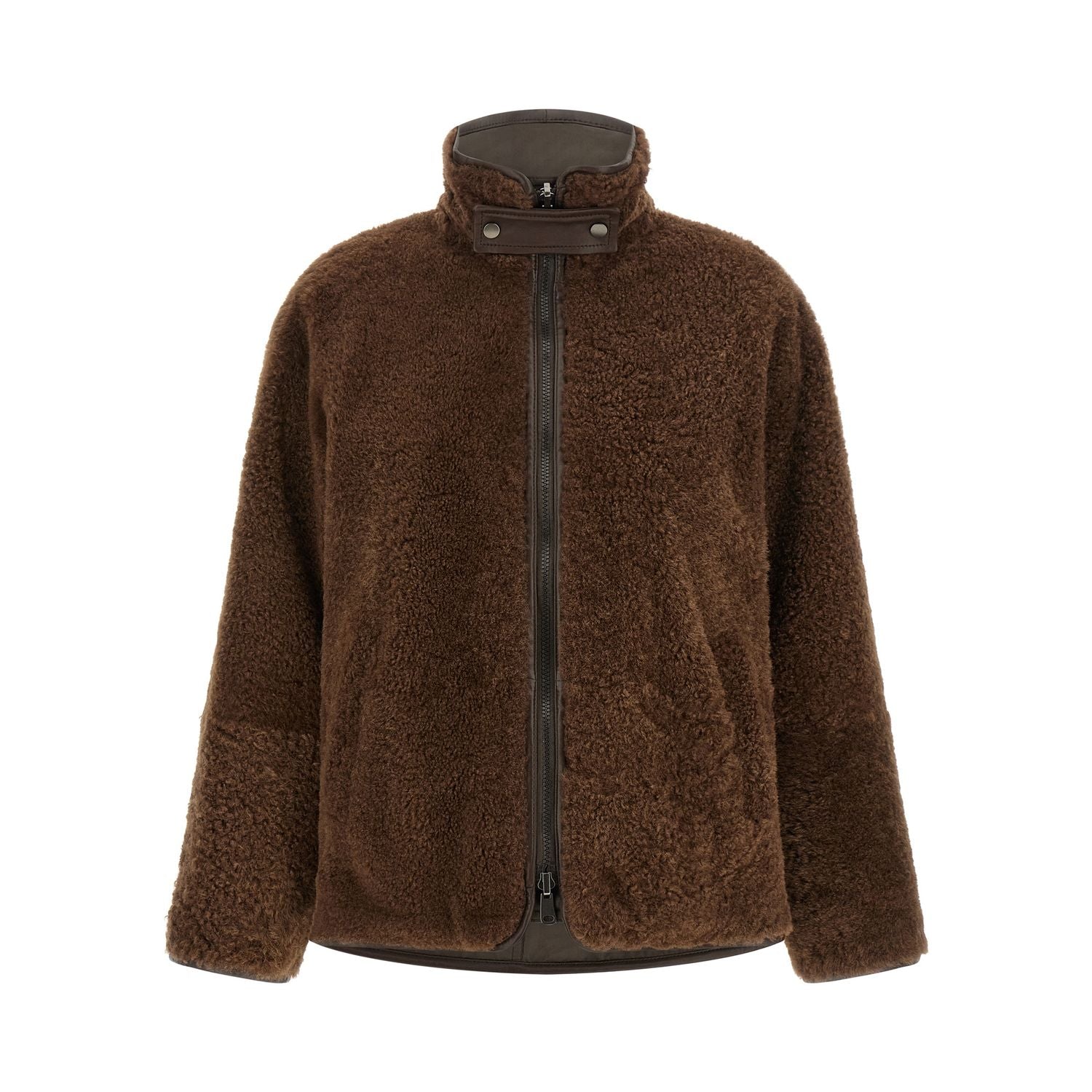 Brunello Cucinelli Brown Lamb Leather Biker Jacket