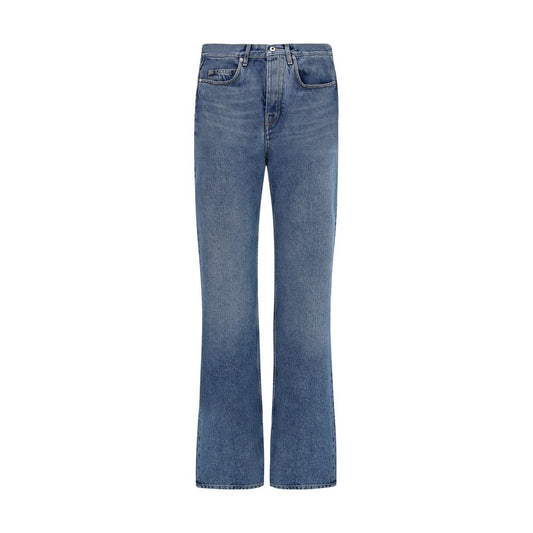 Off-White Blue Cotton Straight-Leg Jeans