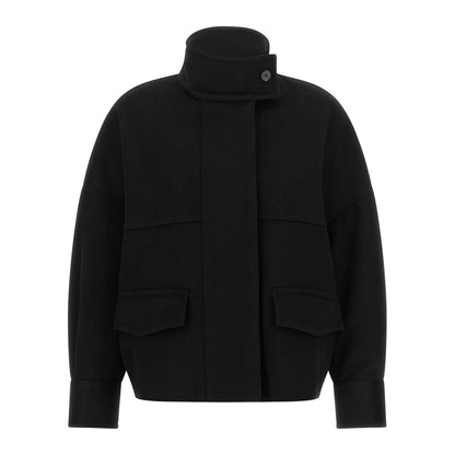 Alberto Biani Black Wool Bomber