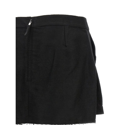 Rick Owens Black Ramie Long Skirt