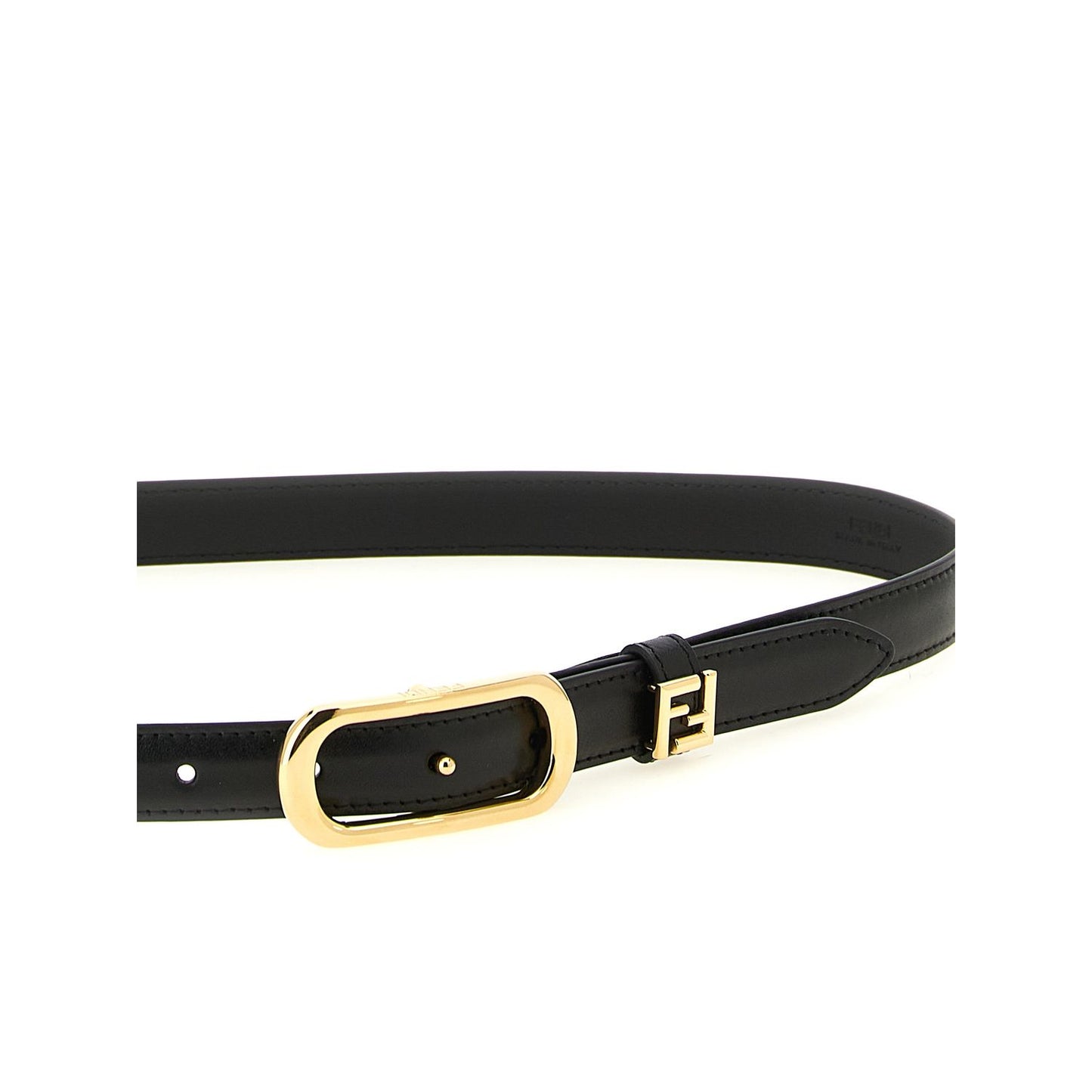 Fendi Black Calfskin Thin Belt