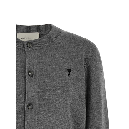 Ami Paris Gray Wool Cardigan